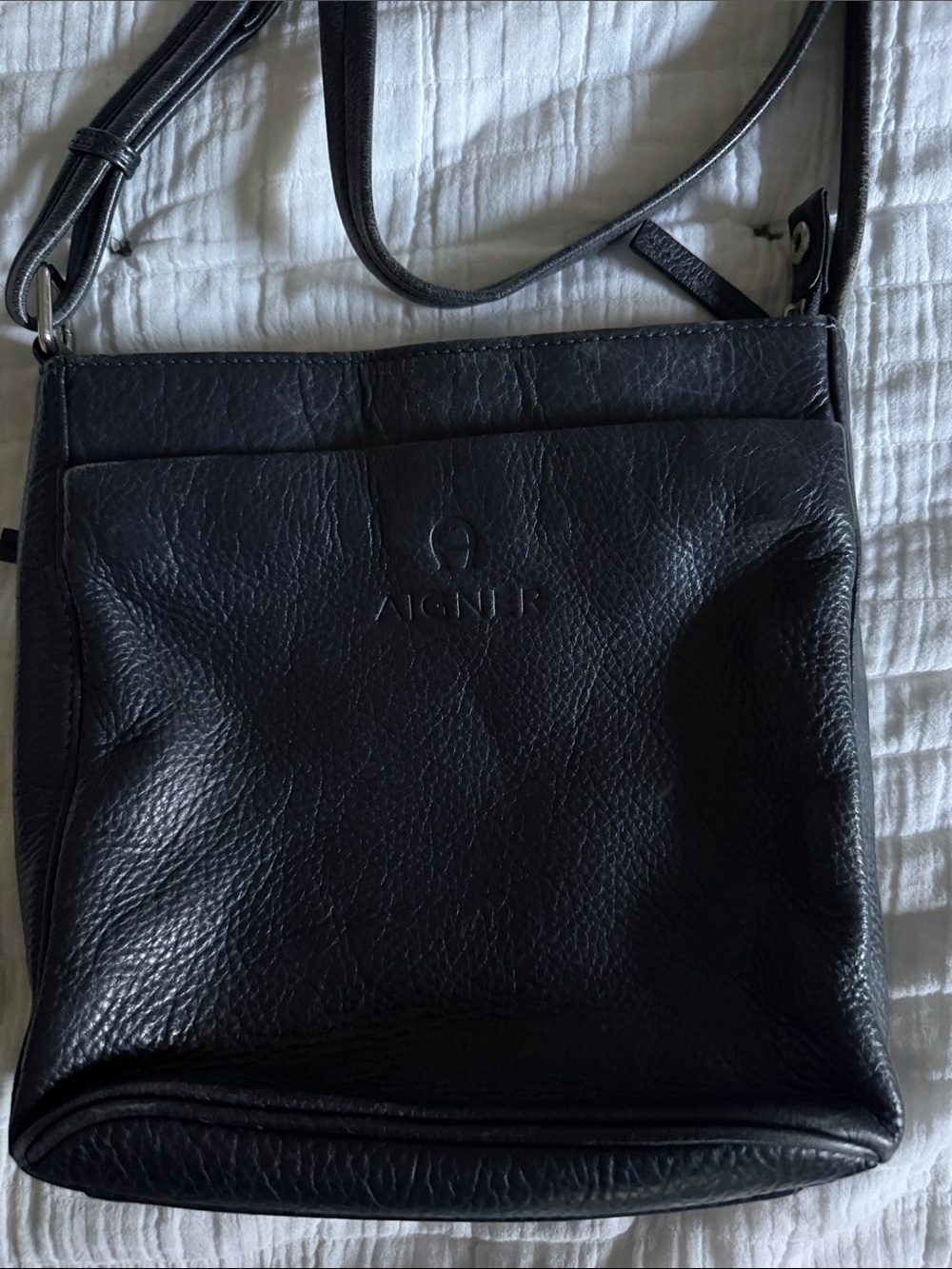Etienne Aigner Black Pebbled Leather purse! So many pockets!
